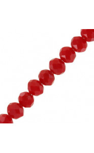 Faceted glass rondelle beads 4x3mm Crimson red pearl shine coating